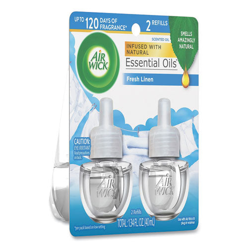 Image of Air Wick® 62338-82291 Scented Oil Twin Refill, Fresh Linen, 0.67 Oz, 2/pack, 6/carton