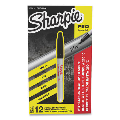 Image of Sharpie® 13601 Industrial Permanent Markers, Fine Bullet Tip, Black, Dozen