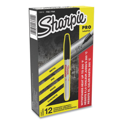Image of Sharpie® 13601 Industrial Permanent Markers, Fine Bullet Tip, Black, Dozen