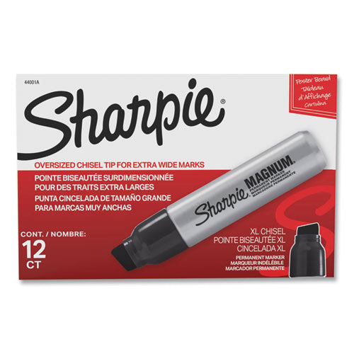 Image of Sharpie® 44001A Magnum Permanent Marker, Broad Chisel Tip, Black, Dozen