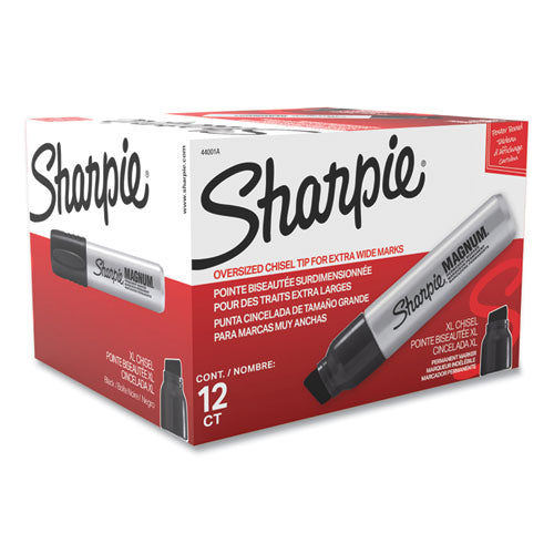 Image of Sharpie® 44001A Magnum Permanent Marker, Broad Chisel Tip, Black, Dozen