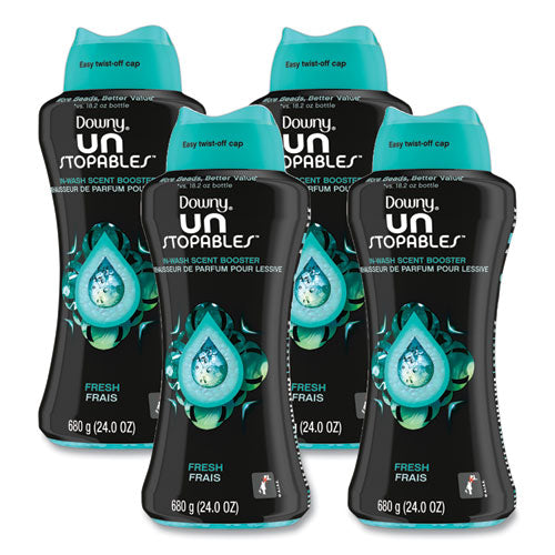 Image of Downy® 80730043 Unstopables In-Wash Scent Booster Beads, Fresh Scent, 24 oz Pour Bottle, 4/Carton