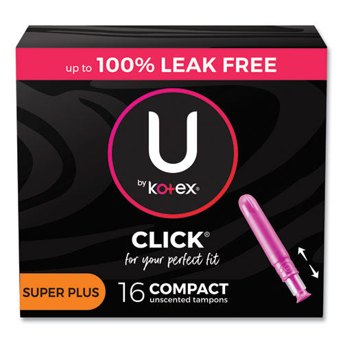 Image of Kotex® 51582 U by Kotex Click Compact Tampons, Super Plus Absorbency, 16/Pack, 8 Packs/Carton