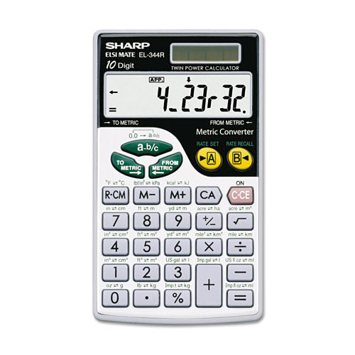 Image of Sharp® EL-344RB El344rb Metric Conversion Wallet Calculator, 10-Digit Lcd