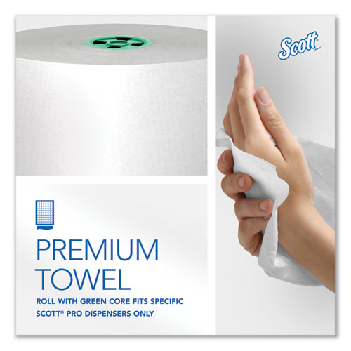 Image of Scott® 43961 Pro Hard Roll Paper Towels with Absorbency Pockets for Scott Pro Dispenser, Green Core Only, 1-Ply, 7.5" x 900 ft,6 Rolls/CT