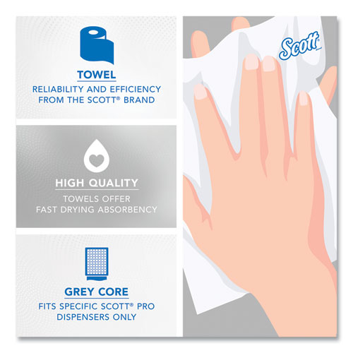 Image of Scott® 43960 Pro Hard Roll Paper Towels with Absorbency Pockets for Scott Pro Dispenser, Gray Core Only, 1-Ply, 7.5" x 900 ft, 6 Rolls/CT