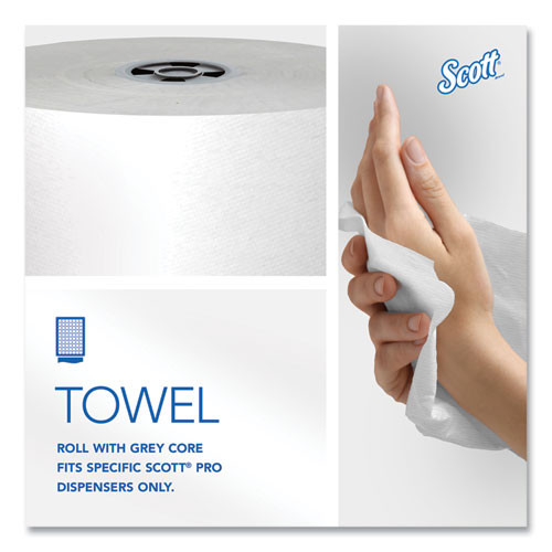 Image of Scott® 43960 Pro Hard Roll Paper Towels with Absorbency Pockets for Scott Pro Dispenser, Gray Core Only, 1-Ply, 7.5" x 900 ft, 6 Rolls/CT
