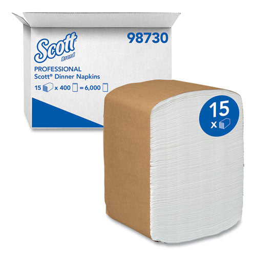 Image of Scott® 98730 Full-Fold Dispenser Napkins, 1-Ply, 12 x 17, White, 400/Pack, 15 Packs/Carton