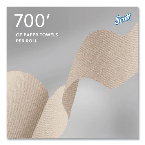 Image of Scott® 54038 Essential 100% Recycled Fiber Hard Roll Towel, 1-Ply, 8" x 700 ft, 1.5" Core, Brown, 6 Rolls/Carton