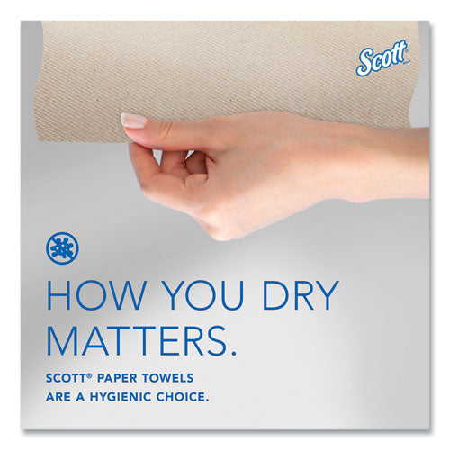 Image of Scott® 54038 Essential 100% Recycled Fiber Hard Roll Towel, 1-Ply, 8" x 700 ft, 1.5" Core, Brown, 6 Rolls/Carton