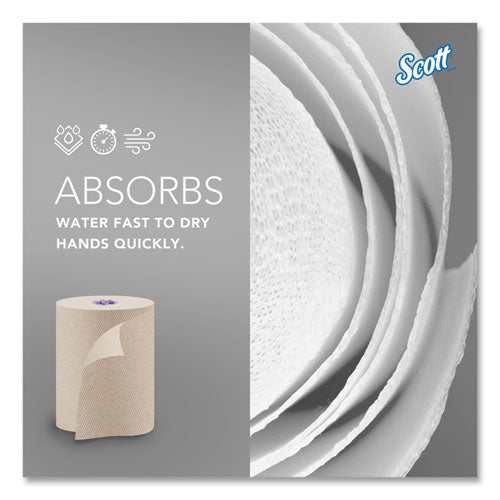 Image of Scott® 54038 Essential 100% Recycled Fiber Hard Roll Towel, 1-Ply, 8" x 700 ft, 1.5" Core, Brown, 6 Rolls/Carton