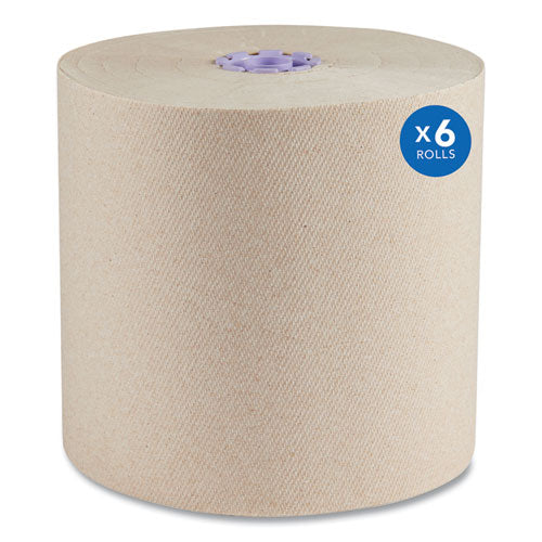 Image of Scott® 54038 Essential 100% Recycled Fiber Hard Roll Towel, 1-Ply, 8" x 700 ft, 1.5" Core, Brown, 6 Rolls/Carton