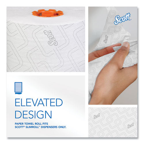 Image of Scott® 47035 Slimroll Towels, 1-Ply, 8" x 580 ft, White/Orange Core, 6 Roll/Carton