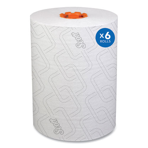 Image of Scott® 47035 Slimroll Towels, 1-Ply, 8" x 580 ft, White/Orange Core, 6 Roll/Carton