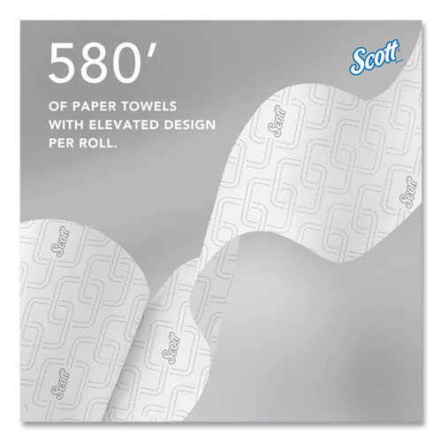 Image of Scott® 47032 Slimroll Towels, 1-Ply, 8" x 580 ft, White/Pink Core, Traditional Business, 6 Rolls/Carton