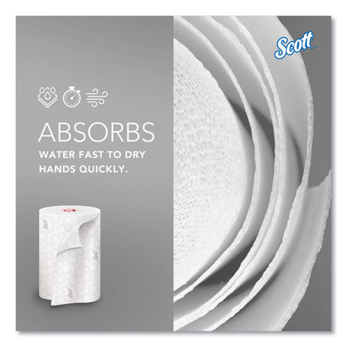 Image of Scott® 47032 Slimroll Towels, 1-Ply, 8" x 580 ft, White/Pink Core, Traditional Business, 6 Rolls/Carton