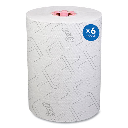 Image of Scott® 47032 Slimroll Towels, 1-Ply, 8" x 580 ft, White/Pink Core, Traditional Business, 6 Rolls/Carton