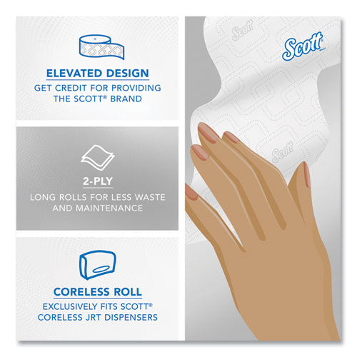Image of Scott® 07006 Essential Coreless JRT, Septic Safe, 2-Ply, 3.75" x 1,150 ft, White, 12 Rolls/Carton