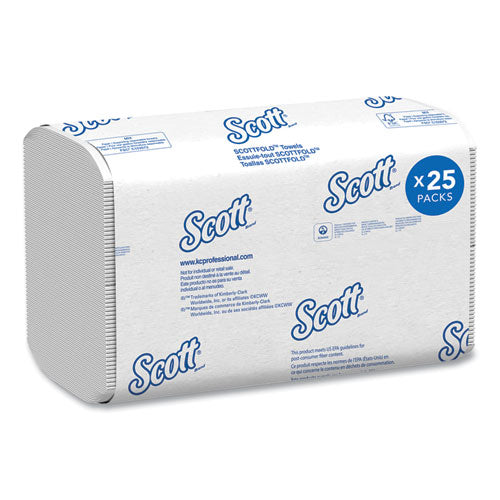 Image of Scott® 01980 Pro Scottfold Towels, 1-Ply, 9.4 x 12.4, White, 175 Towels/Pack, 25 Packs/Carton
