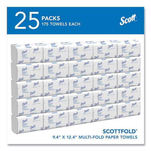 Image of Scott® 01980 Pro Scottfold Towels, 1-Ply, 9.4 x 12.4, White, 175 Towels/Pack, 25 Packs/Carton