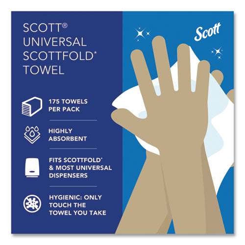 Image of Scott® 01980 Pro Scottfold Towels, 1-Ply, 9.4 x 12.4, White, 175 Towels/Pack, 25 Packs/Carton