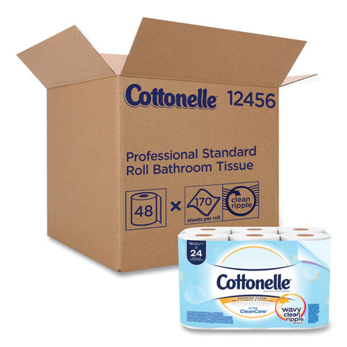 Image of Cottonelle® 12456 Clean Care Bathroom Tissue, Septic Safe, 1-Ply, White, 170 Sheets/roll, 48 Rolls/carton