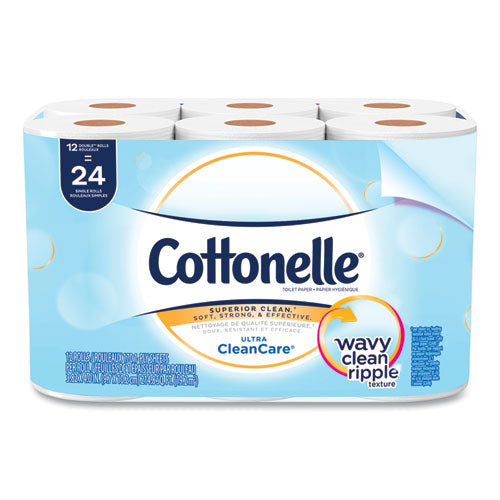Image of Cottonelle® 12456 Clean Care Bathroom Tissue, Septic Safe, 1-Ply, White, 170 Sheets/roll, 48 Rolls/carton