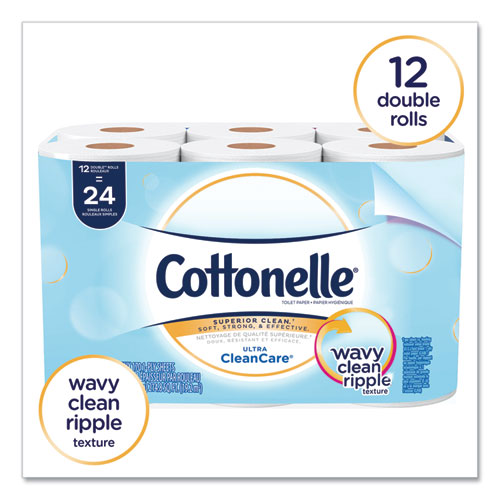 Image of Cottonelle® 12456 Clean Care Bathroom Tissue, Septic Safe, 1-Ply, White, 170 Sheets/roll, 48 Rolls/carton