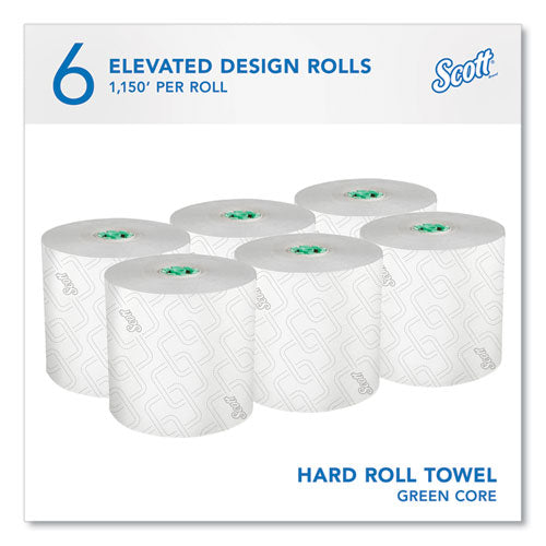 Image of Scott® 25700 Pro Hard Roll Paper Towels with Elevated Scott Design for Scott Pro Dispenser, Green Core Only, 1-Ply, 1,150 ft, 6 Rolls/CT