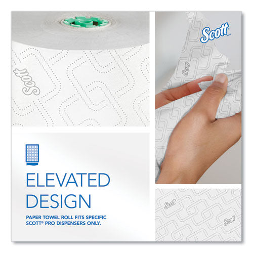 Image of Scott® 25700 Pro Hard Roll Paper Towels with Elevated Scott Design for Scott Pro Dispenser, Green Core Only, 1-Ply, 1,150 ft, 6 Rolls/CT