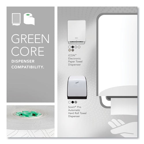 Image of Scott® 25700 Pro Hard Roll Paper Towels with Elevated Scott Design for Scott Pro Dispenser, Green Core Only, 1-Ply, 1,150 ft, 6 Rolls/CT