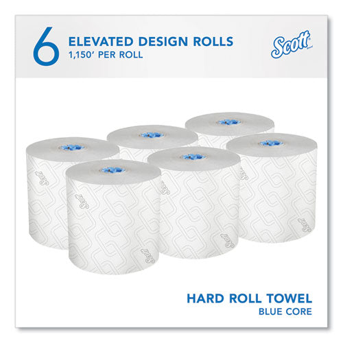 Image of Scott® 25702 Pro Hard Roll Paper Towels with Elevated Scott Design for Scott Pro Dispenser, Blue Core Only, 1-Ply, 1,150 ft, 6 Rolls/CT