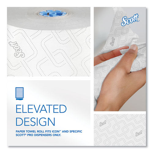 Image of Scott® 25702 Pro Hard Roll Paper Towels with Elevated Scott Design for Scott Pro Dispenser, Blue Core Only, 1-Ply, 1,150 ft, 6 Rolls/CT