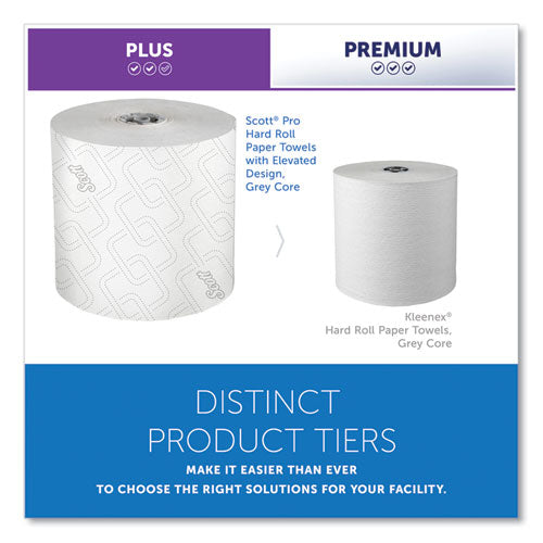 Image of Scott® 25703 Pro Hard Roll Paper Towels with Elevated Scott Design for Scott Pro Dispenser, Gray Core Only, 1-Ply, 1,150 ft, 6 Rolls/CT