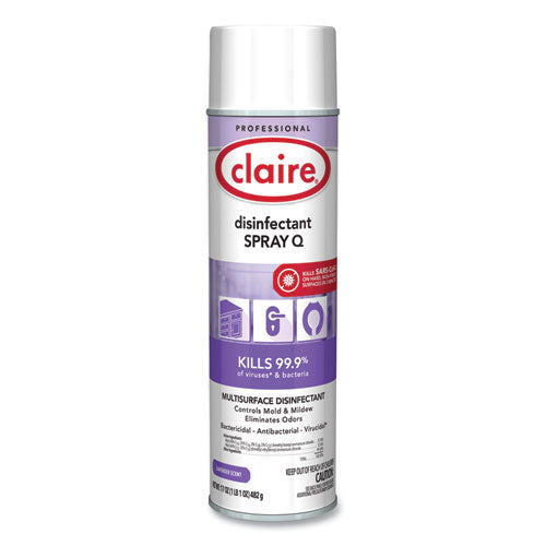 Image of Claire® CL1003 Spray Q Disinfectant. Lavender Scent, 17 oz Aerosol Spray, Dozen