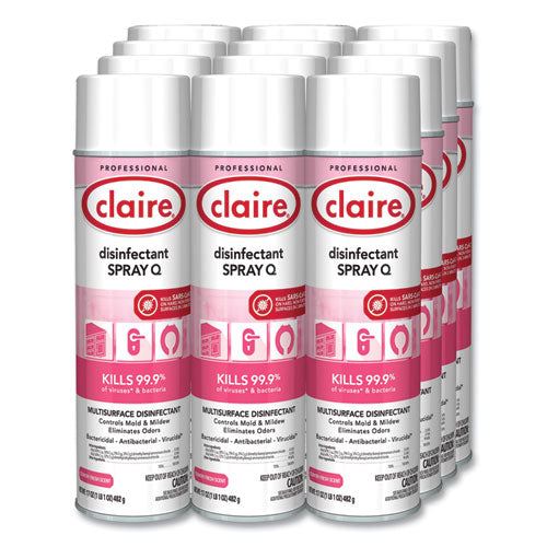 Image of Claire® CL1001 Spray Q Disinfectant, Country Fresh Scent, 17 oz Aerosol Spray, Dozen
