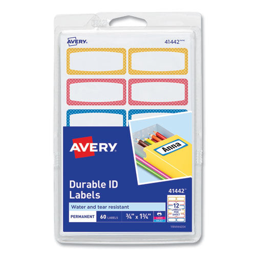 Image of Avery® 41442 Avery Kids Handwritten Identification Labels, 1.75 X 0.75, Borders: Blue, Orange, Yellow, 12 Labels/sheet, 5 Sheets/pack