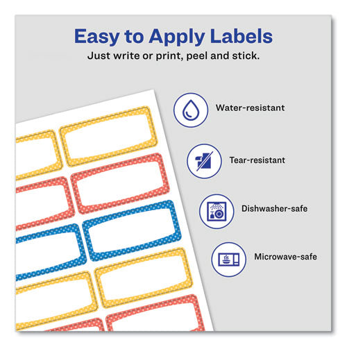 Image of Avery® 41442 Avery Kids Handwritten Identification Labels, 1.75 X 0.75, Borders: Blue, Orange, Yellow, 12 Labels/sheet, 5 Sheets/pack