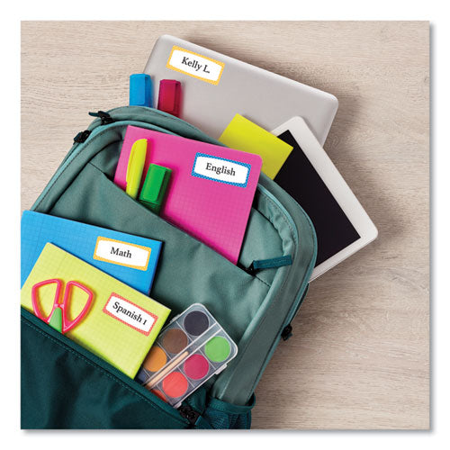 Image of Avery® 41442 Avery Kids Handwritten Identification Labels, 1.75 X 0.75, Borders: Blue, Orange, Yellow, 12 Labels/sheet, 5 Sheets/pack