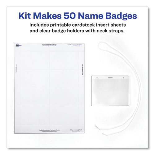 Image of Avery® 74459 Necklace-Style Badge Holder W/laser/inkjet Insert, Top Load, 4 X 3, We, 100/box