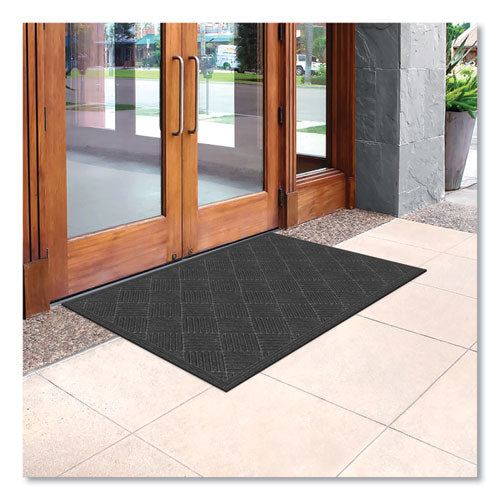 Image of Apache Mills® 60461190130000500 Ecomat Crosshatch Entry Mat, Rectangular, Charcoal Gray Crush-Resistant Ribbed Surface, 36" x 60"