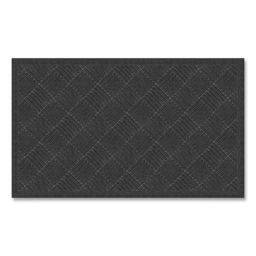 Image of Apache Mills® 60461190130000500 Ecomat Crosshatch Entry Mat, Rectangular, Charcoal Gray Crush-Resistant Ribbed Surface, 36" x 60"