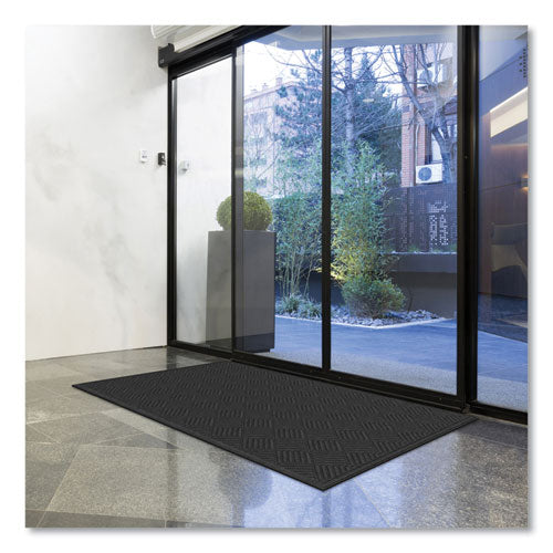 Image of Apache Mills® 60461190140000600 Ecomat Crosshatch Entry Mat, Rectangular, Charcoal Gray Crush-Resistant Ribbed Surface, 48" x 72"