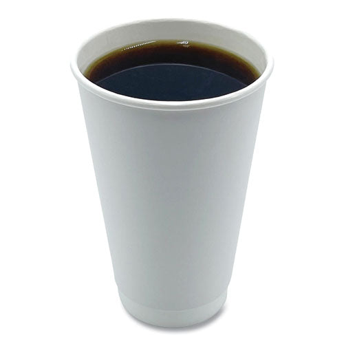 Image of Boardwalk® BWKDW16HCUP Paper Hot Cups, Double-Walled, 16 oz, White, 500/Carton