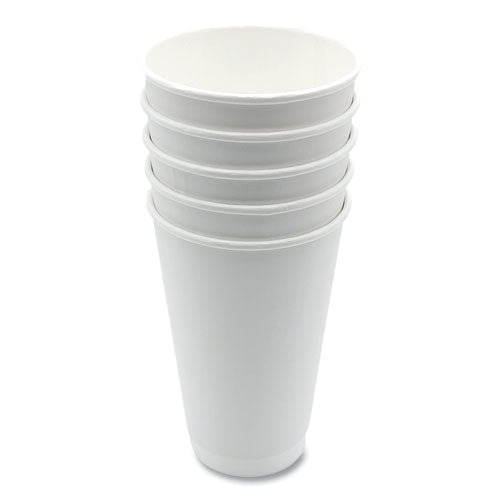 Image of Boardwalk® BWKDW16HCUP Paper Hot Cups, Double-Walled, 16 oz, White, 500/Carton
