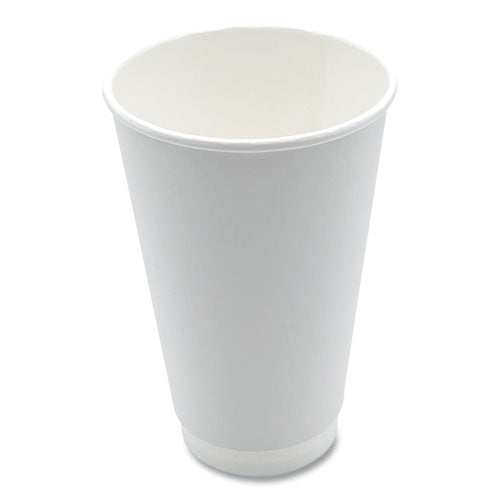 Image of Boardwalk® BWKDW16HCUP Paper Hot Cups, Double-Walled, 16 oz, White, 500/Carton