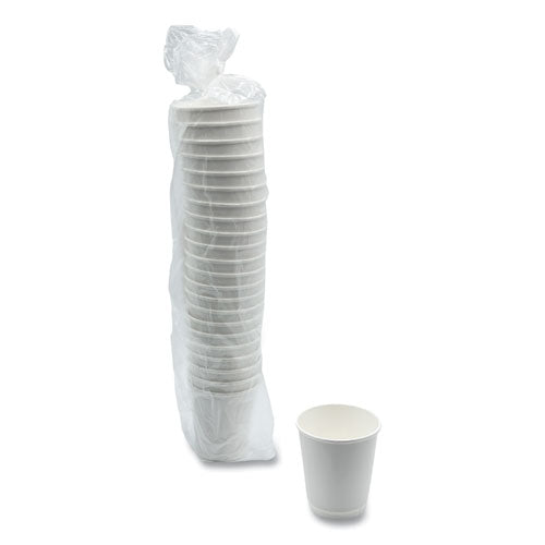 Image of Boardwalk® BWKDW10HCUPPK Paper Hot Cups, Double-Walled, 10 oz, White, 25/Pack