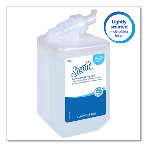 Image of Scott® 35362 Moisturizing Hand and Body Lotion, 1 L Bottle. Fresh Scent