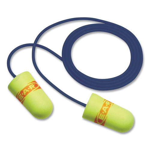 Image of 3M 311-4109 E-A-Rsoft Metal Detectable Soft Foam Earplugs, Corded, 32 dB NRR, One Size Fits Most, Yellow/Orange Bullet Plugs, 200/Box