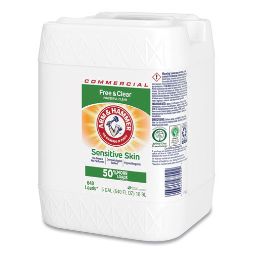 Image of Arm & Hammer 3320097550 HE Compatible Liquid Detergent, Free and Clear/Unscented, 640 Loads, 5 gal Jug